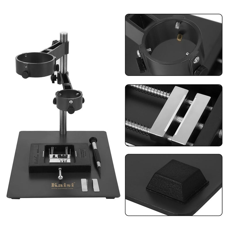 Heavy Duty Hot Air Gun Holder Cast Aluminum Base Clamp with 2 Fixtures for BGA Rework Soldering Station
