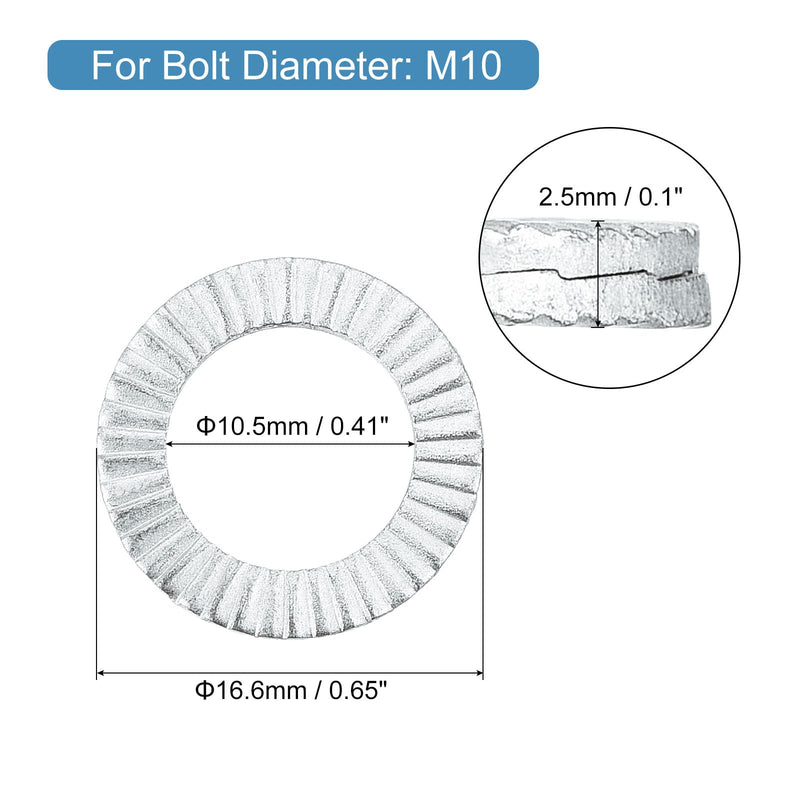 uxcell Wedge Locking Washers for M10 Bolts, 20pcs Manganese Steel Washers Vibration Resistant Safety Washers 20