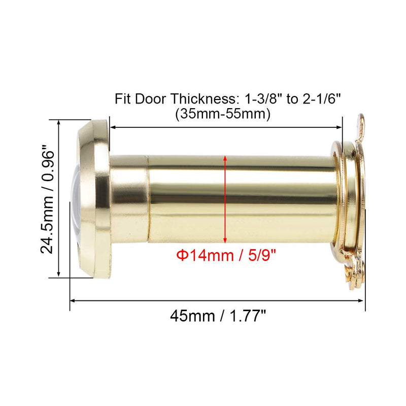 uxcell Door View, Solid Brass 220-degree Door Viewer with Cover for 1-3/8 to 2-1/4 Inch Thick Doors, Polished Gold Finish