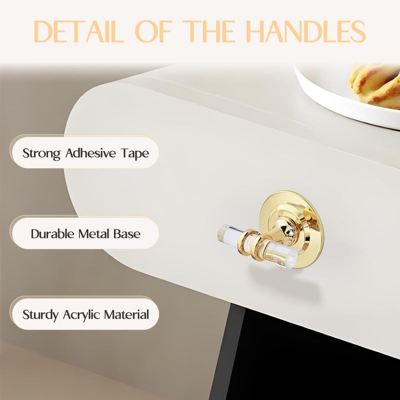 Clear Acrylic Adhesive Cabinet and Furniture Pulls Self Stick Knobs for Cabinet Drawer Cupboard Pulls for Sliding Door Handles Helper for Appliance (Gold, 250mm) Gold