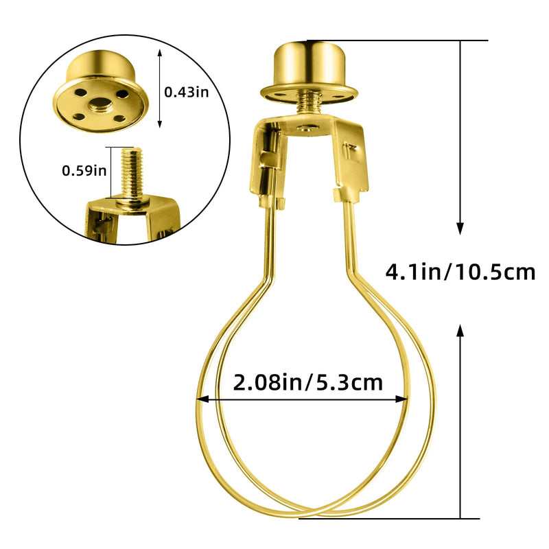 Lamp Shade Light Bulb Clip Adapter, 2 Pack Clip on Lampshade Adapter Includes Finial and Lampshade Levellers to Keep Lamp Shade in Place, Lamp Shade Holder for Clip On Light Bulbs (Brass) Brass