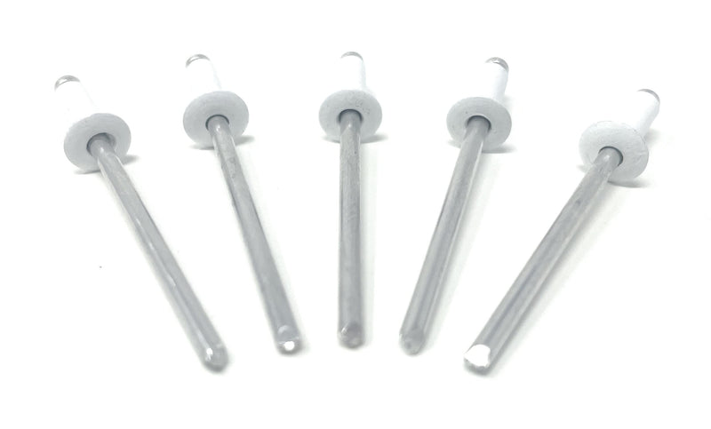 Metal Magery 100 White Aluminum Open End Pop Rivets 4-3 1/8" x 3/16" (.126-.187 Inch Grip Range) QTY: 100 4-3 1/8" x 3/16" (.126-.187 Inch Grip Range)