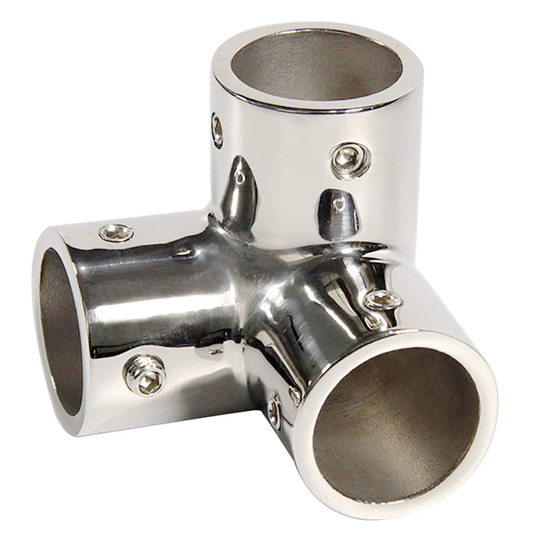 NRC&XRC Stainless Steel Mirror Polished Hand Rail Fitting-90 Degree 1-1/4" 3 Way Corner Elbow,1-1/4 inch Pipe/Tube Hand Rail Tee
