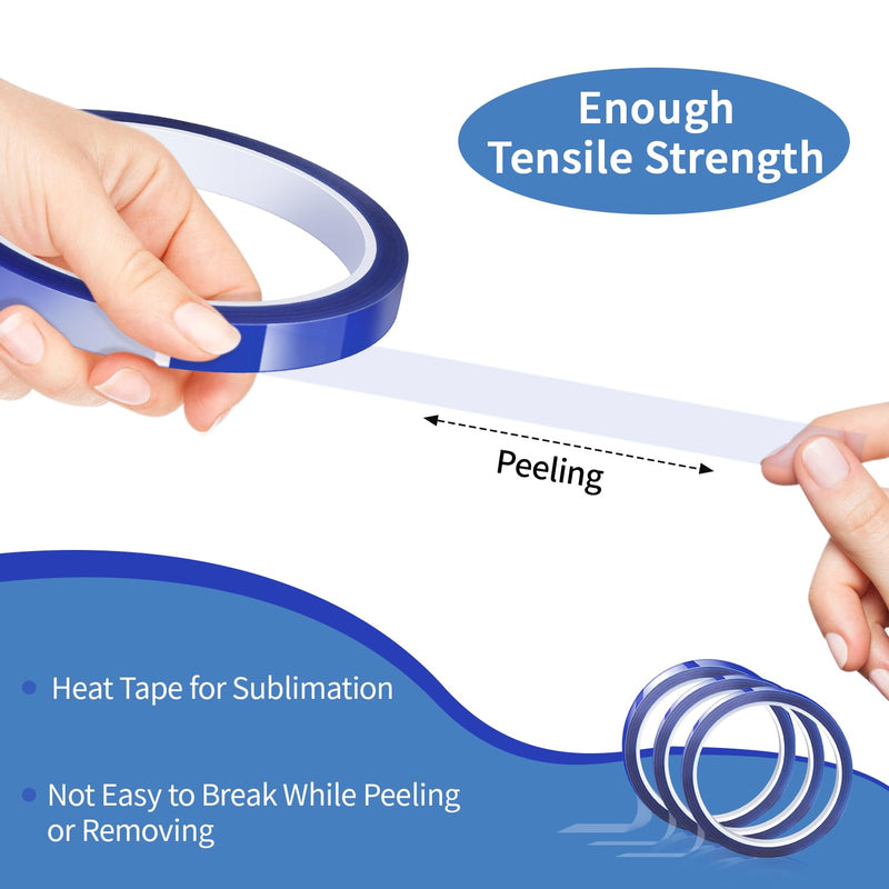 TsMADDTs Heat Tape for Sublimation, 10&20MM x 33M(108FT) Adhesive Heat Resistant Transfer Tape, Heat Vinyl Press Tape, No Residue