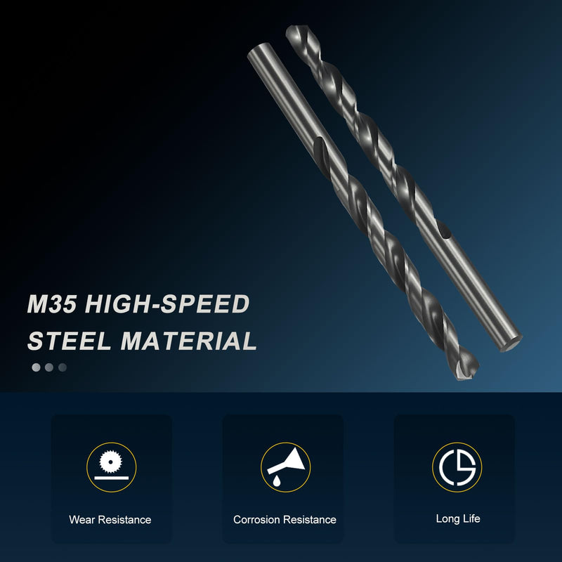 PATIKIL Letter R Drill Bit, M35 Cobalt 5% High-Speed Steel Jobber Straight Shank 135° Nitriding Black for Stainless Steel Hard Metal - 6 Pack