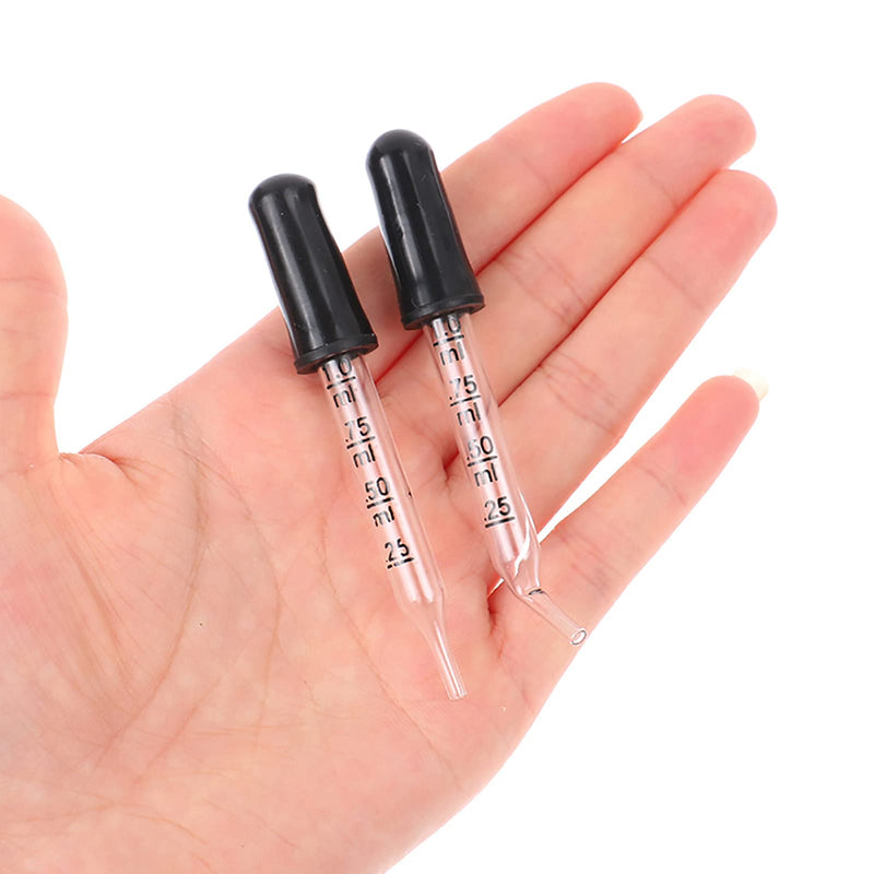 Eye Dropper for Essential Oils, Pipettes Dropper with Black Rubber Head, Calibrated Thick Glass Medicine Dropping Pipettes, 1ml Dropper Measurer, Dropper for Liquids, Straight-Tip, Bent-Tip, 5 Packs Straight Tip