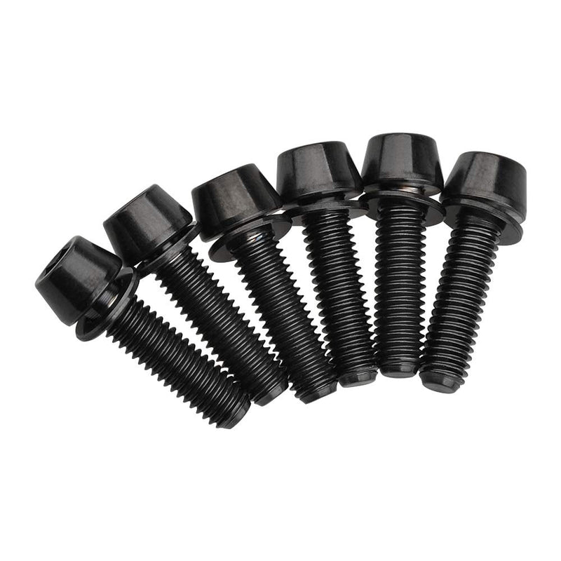 Titanium Ti Allen Hex M5x16 18mm Tapered Head Bolt with Washer Screw for Bicycle Stem Parts Pack of 6 (Black, M5x18mm) Black
