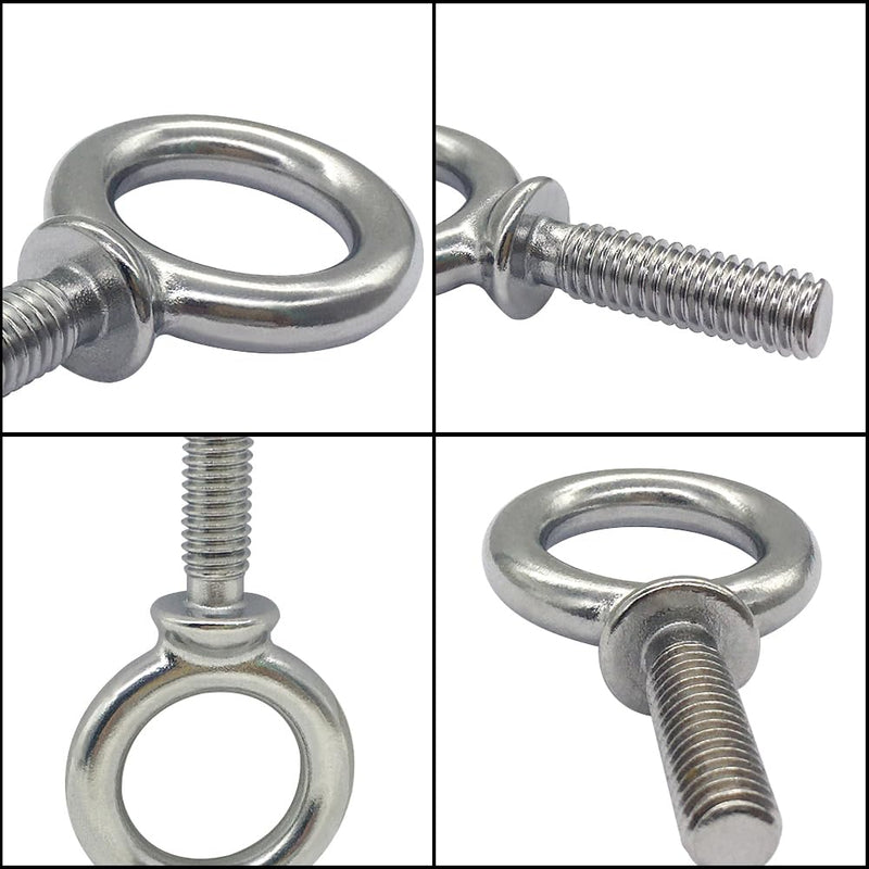 1/4"-20 x 1 UNC Lifting Shoulder Eye Bolts, Marine Grade 304 Stainless Steel Threaded Nut Fastener (10 Pack) 1/4"-20 x 1" Pack of 10 (304 stainless steel)