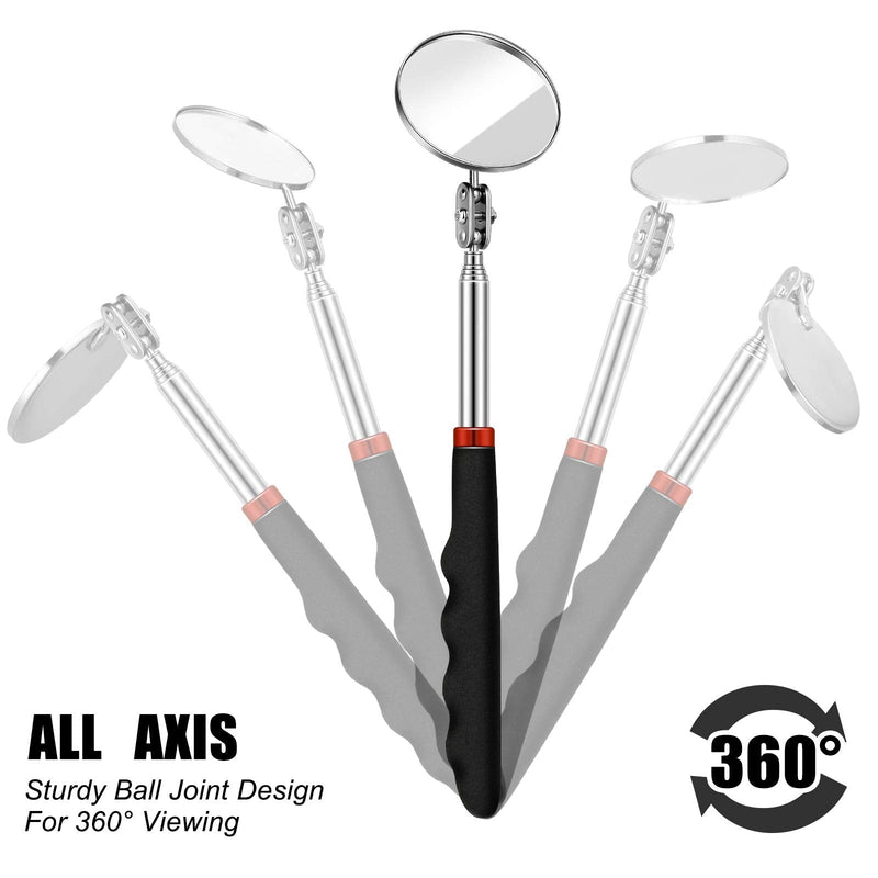 3 Pieces Telescoping Inspection Mirror Round Mirror Inspection Tool for Check The Condition of The Vehicle, Observe The Eyelashes, Mouth and Other Small Parts 3 Kinds of Size