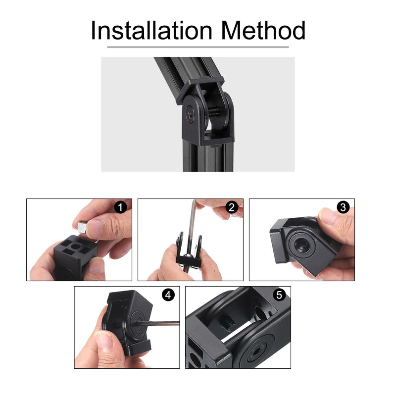 uxcell 2Pcs Die-Cast Aluminum Pivot Joint 180°Adjustable Flexible Pivot Joint Connector with M8 Screws for 3030 Series Aluminum Extrusion Profile, Aperture 8mm, Black