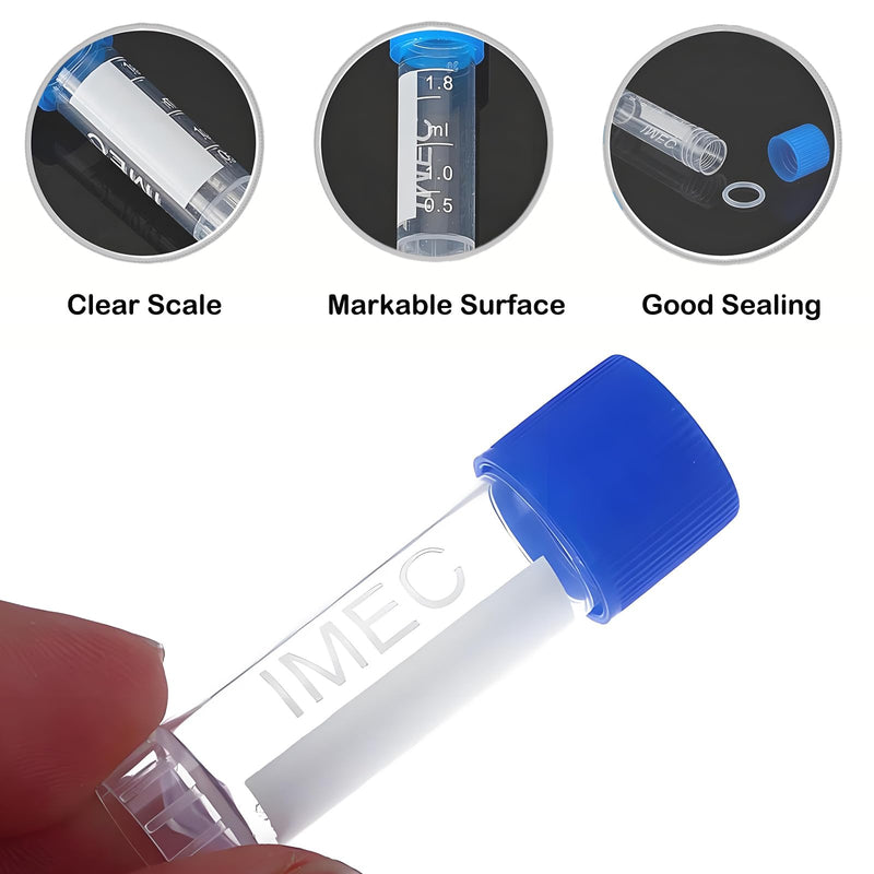 2ml Cryogenic Vials - Self Standing Cryo Tubes,Cryo Sample Tubes with Caps (500 pcs) 500