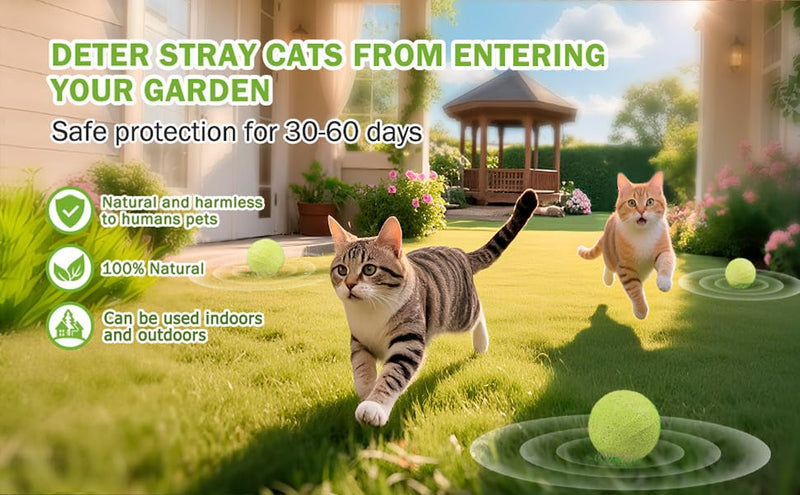 Cat Repellent Balls for Indoor & Outdoor – Natural Essential Oil Citrus & Mint Blend, Strong Aroma Cat Deterrent for Home, Garden & Furniture Protection– Long-Lasting 30–45 Day Pet-Safe Scent,12-Pack