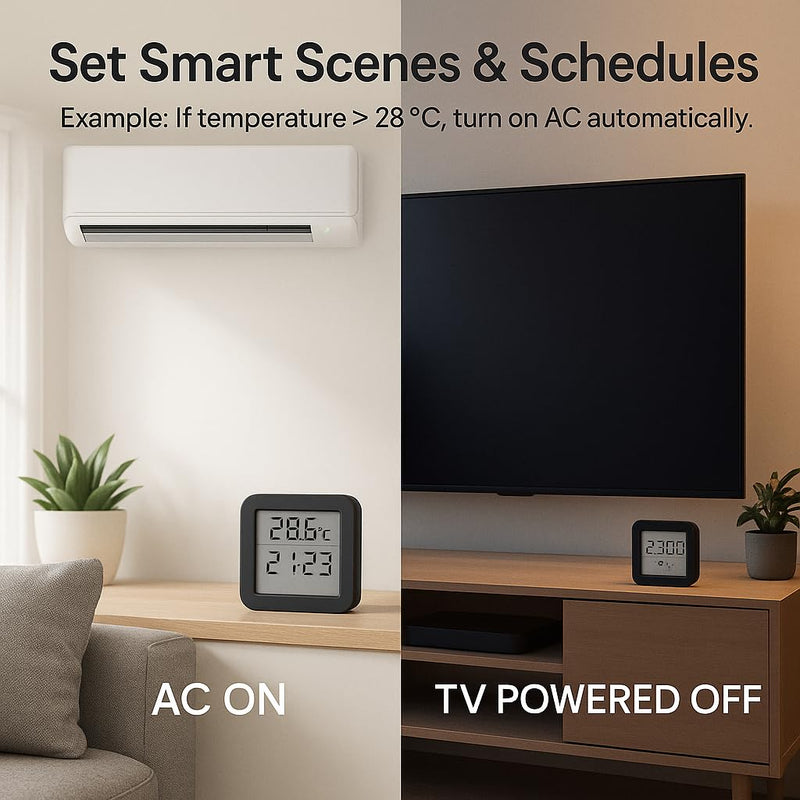 Universal WiFi IR Blaster Hub with Temp & Humidity Monitor (IR Only - No RF Blinds/Garages) - Smart Home Automation for AC, TV & Audio - Compatible with Smart Life Tuya Alexa Google