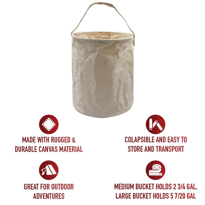 Rothco Canvas Water Bucket, Natural - M (10" x 9") Medium - NewNest Australia
