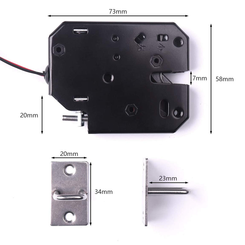 ATOPLEE Electronic Lock, 1pcs DC 12V 2A Carbon Steel Solenoid Cabinet Spring Lock for Drawer Locker (73X58X13mm) 73X58X13mm