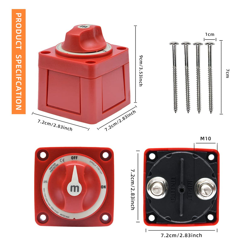 M Series Battery Switch 6006, Marine Battery Switch 48V 300A Power, for Boat Battery Single Circuit On/Off