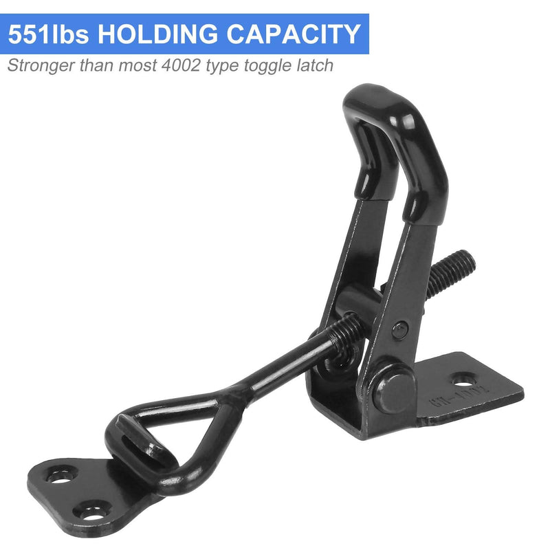 Black Toggle Latch Clamp, 6Pcs Heavy Duty Adjustable Toggle Clamp, 550lbs Holding Capacity Smoker Door Latch, Metal Pull Latch for Box, Gate, Cabinet, Case