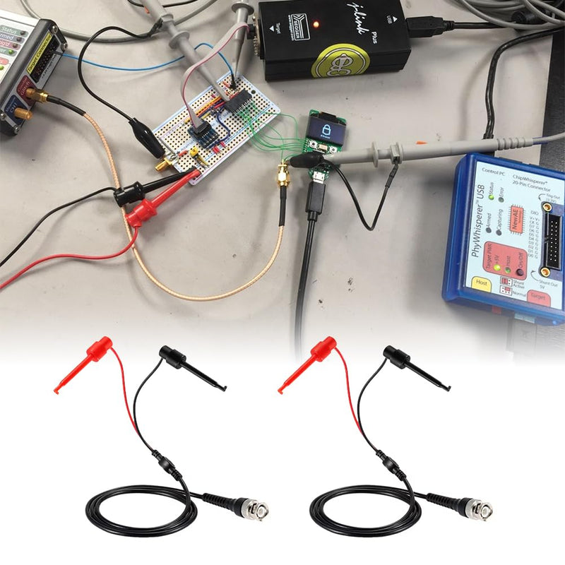 Joyzan BNC to Test Hook Clips, Mini Dual Probe Coaxial Cable Leads Set P1020 Testing Plunger Probes Ended IC Male Plug Oscilloscope Minigrabber Accessories 50Ω Coax Machine Signal Generator Multimeter