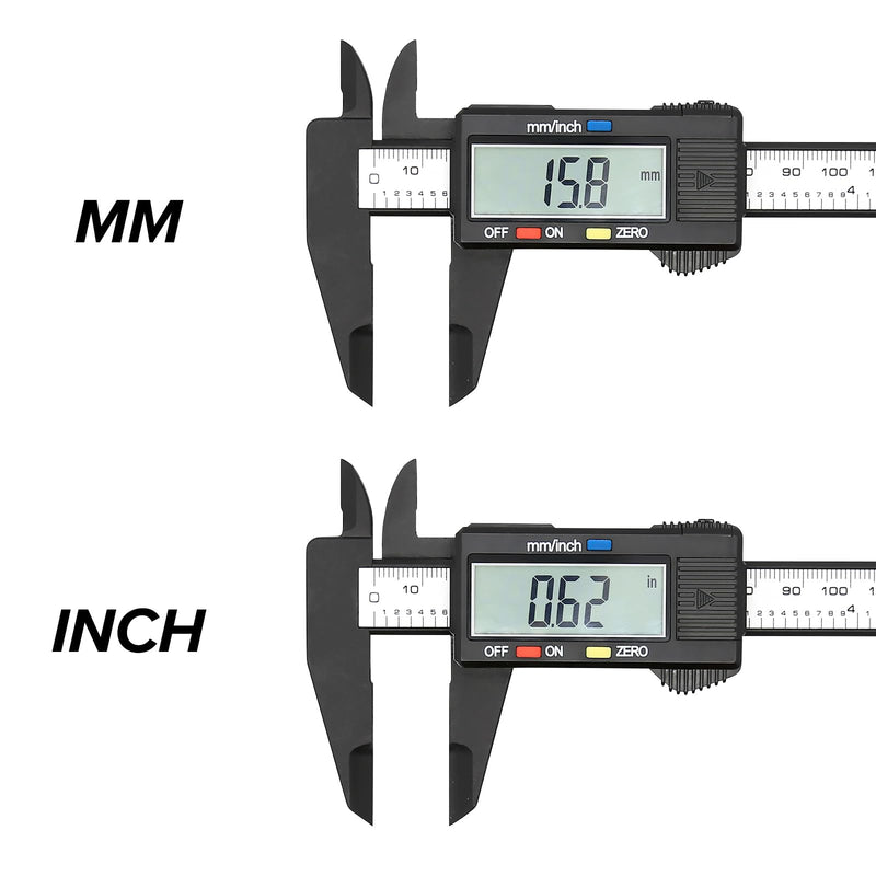 Electronic Digital Caliper, Plastic Vernier Caliper, Caliper Measuring Tool with Inch/Millimeter Conversion, Extra Large LCD Screen, 0-6 Inch/0-150 mm, Auto Off Featured Micrometer Ruler
