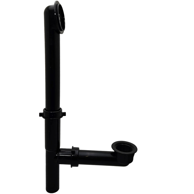 Westbrass Y593144-05 14" Black Tubular Bath Waste & Overflow Assembly with Tip-Toe Drain Plug and Two-Hole Faceplate, Polished Nickel 1 Pack