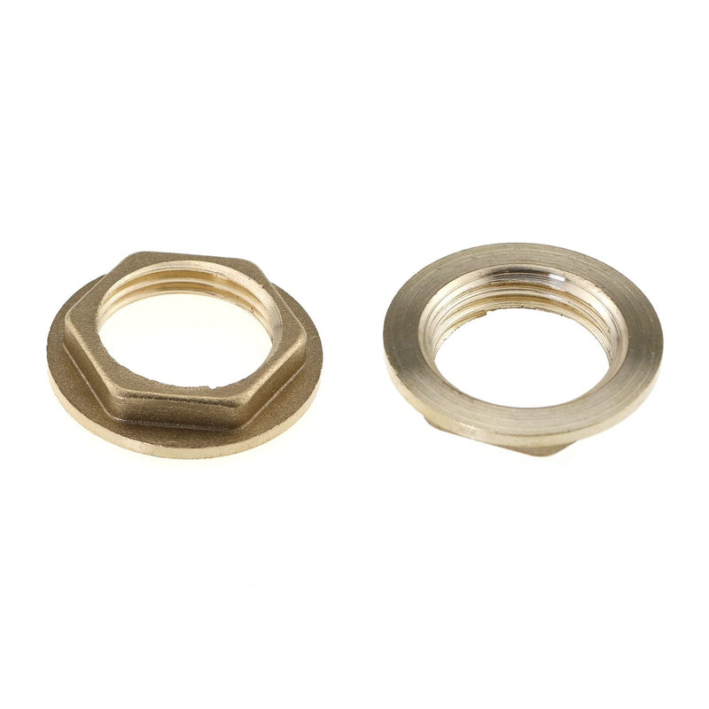 MEETOOT 4pcs Brass Lock Nuts Pipe Fitting 1/2 Inch NPT Female Lock Nut Gasket NPT Female Brass Flange Hex Lock Nut Suitable for Water, Gas, Oil