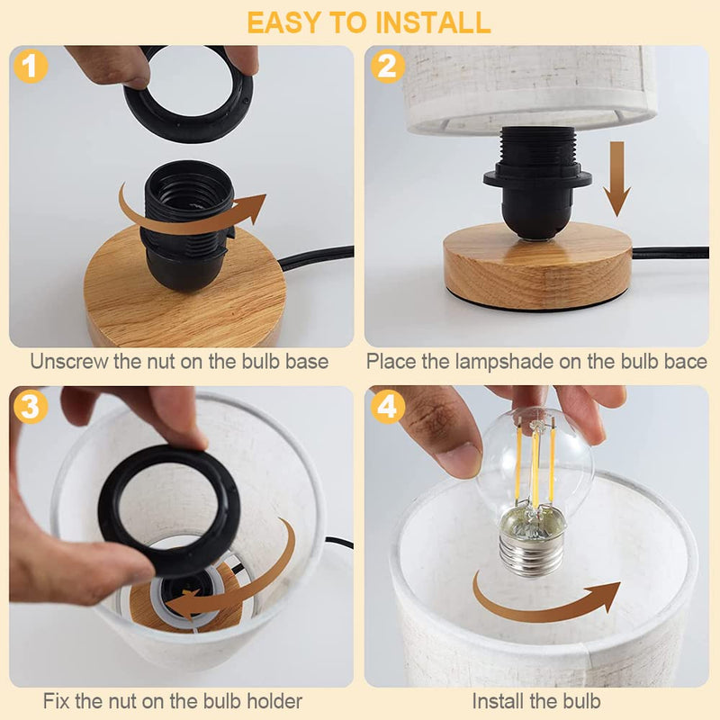Table Lamp for Bedroom - Small Beside Lamps for Night Stands Home Office - Minimalist Design Warm Light Mini Boho Lamp - Fits in Kids,Living,Nursey Room,College Dorm - Awesome Gift Choice Round - Set of 1