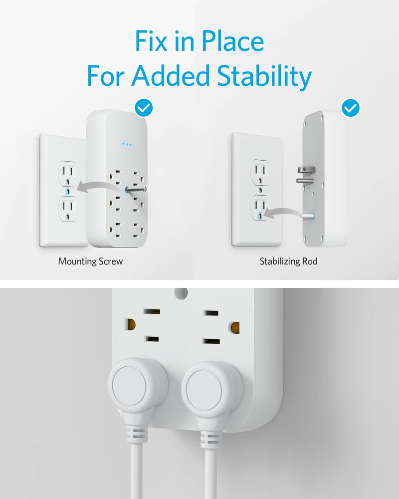 Anker Outlet Extender and USB Wall Charger, 6 Outlets and 2 USB Ports, 20W USB C Power Delivery High-Speed Charging iPhone 15/15 Plus/15 Pro/15 Pro Max, Multi-Plug for Dorm, Home, and Office, White 1
