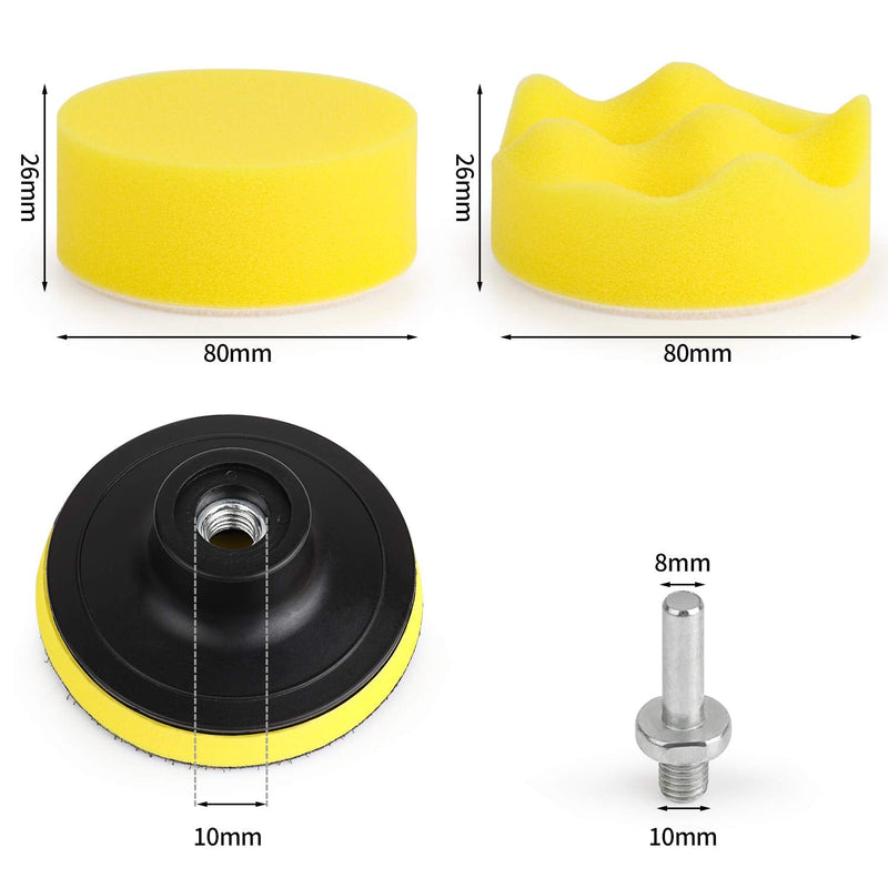 3 Inch Drill Buffing Pad, 11 Pcs Car Foam Polishing Pads Kit, Drill Buffer Polisher Attachment Buffing Kit for Car Polishing, Waxing, Sealing Glaze 3Inch-11Pcs