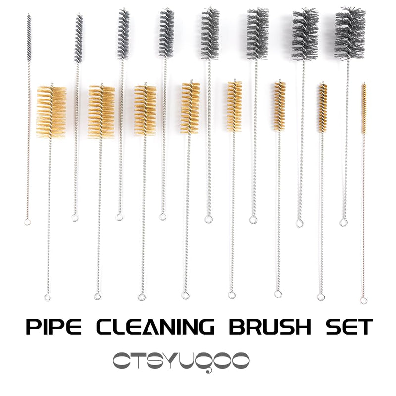 16 Inch Extra Long Pipe Cleaning Brush Set Abrasive Filament, 8 Piece Variety Pack for Removal of Rust, Corrosion, Paint, Etc. Nylon