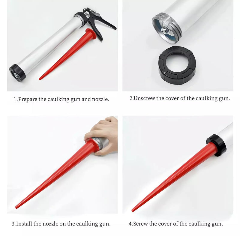 4PCS Reusable Extension Caulk Nozzle for Sausage Caulking Gun (Straight)