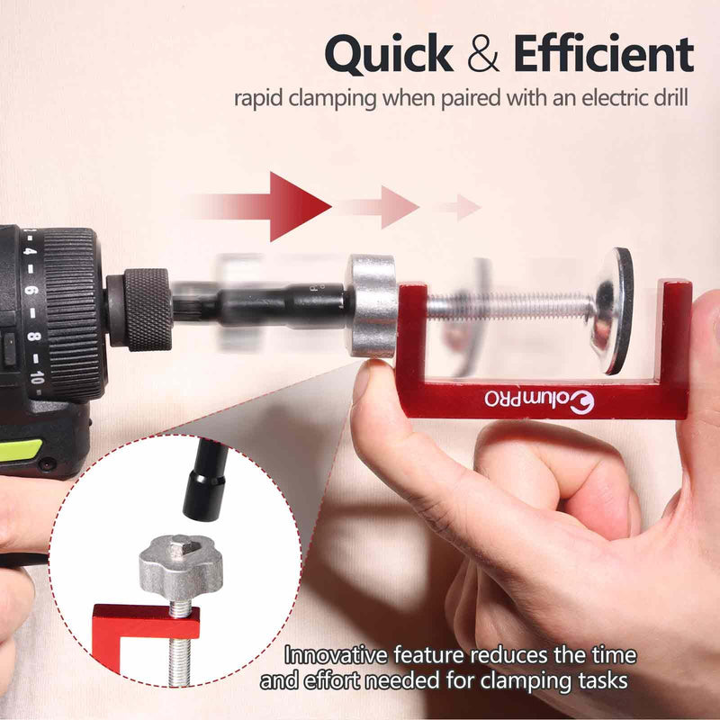 2PCS Small C-Clamps 2 Inch, C Clamp for Woodworking, Welding and Construction, Features a 8mm Nob for Fastening with Electric Drill 2PCS