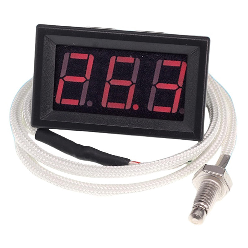 12V Green Fahrenheit Digital Temperature Gauge -58F~536F LED Display Screen with Terminal Wire and 0.5 Meter K-Type Thermocouple (Thread: M6)