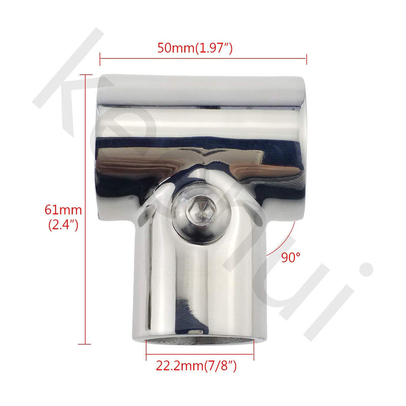 Heavy Duty 316SS Boat Hand Rail Fitting- Polished 90 Degree T/Tee Hinged/Split Fitting 7/8" Tube 1PC FOR 7/8" TUBE