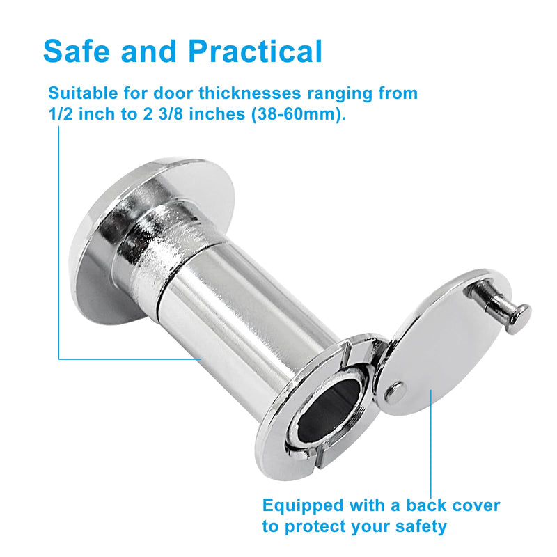 Waziaqoc Door Viewer Peephole, Brushed Nickel Adjustable Solid Zinc Alloy Door Viewer with Heavy Duty Rotating Privacy Cover with 16mm/0.63inch Drill Bit for 1-1/2" to 2-3/8" Doors