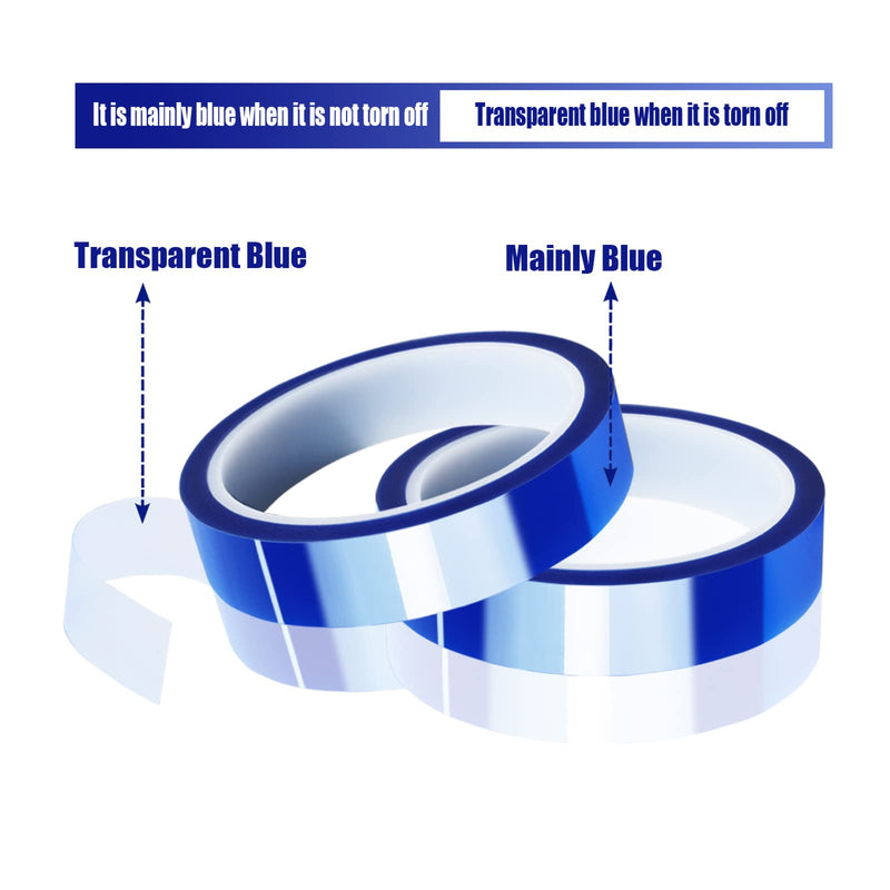 2 Rolls 20mm x33m(108ft) Blue Heat Tape High Temperature Heat Resistant Tape Heat Transfer Tape for Heat Sublimation Press Vinyl,No Residue