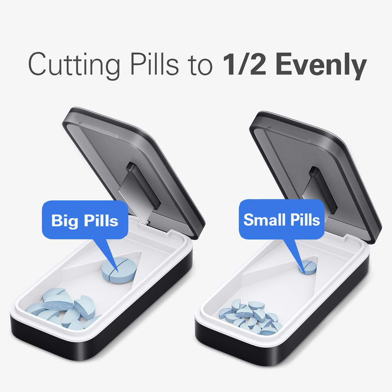 BUG HULL Pill Cutter with Removable Silicone Pad, Pill Splitter with Sharp Blade, Pills Cutters Splitter for Small and Tiny Pills, Tablet Splitters for Small or Large Tablet Professional Black