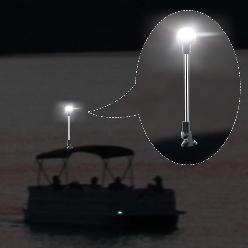 16 Inches Stern Light,Bimini Top Light,Navigation Lights,White Anchor Lights,Folding Base,USCG Certified 2NM,for Pontoon Boats