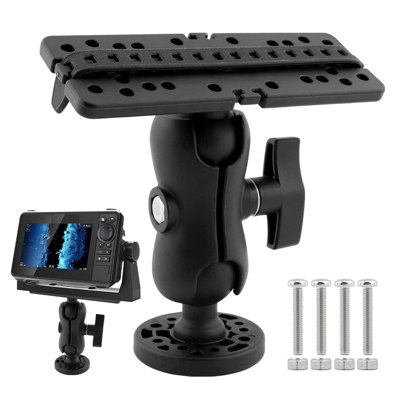 Fish Finder Mount Base, 360 Degree Swivel Marine Universal Electronic Mount, Ball Mount Fish Finder and Universal Mounting Plate for Marine Boat Kayak Pontoon Canoe black