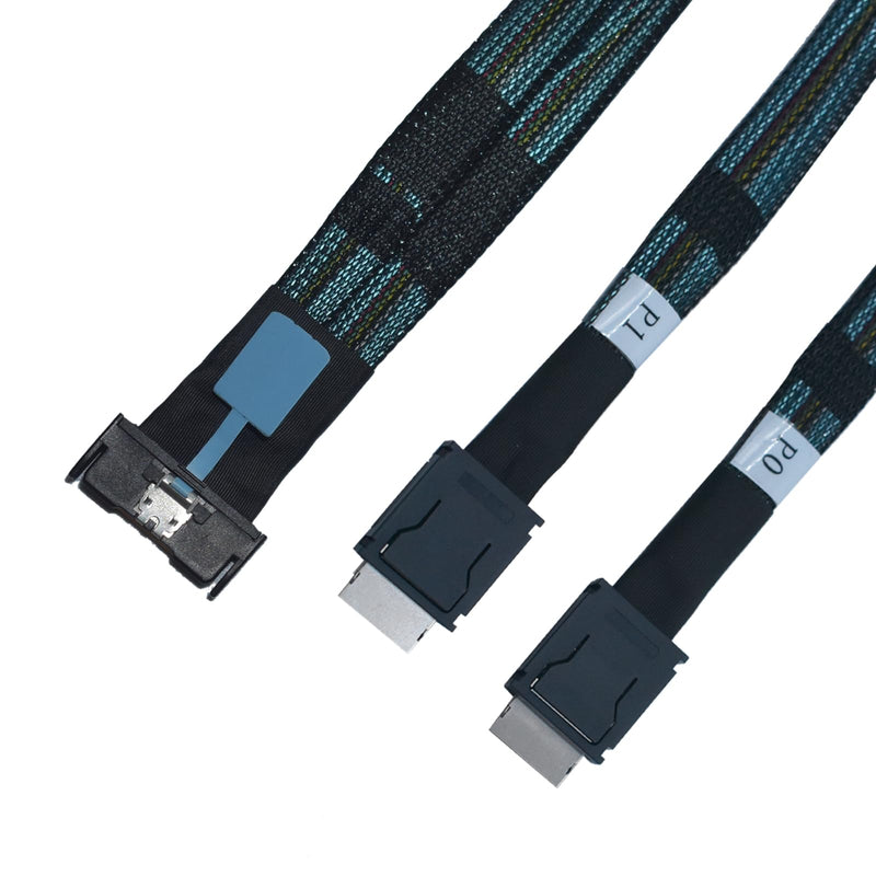 PCIe 5.0 MCIO x8 to Dual Oculink Cable, MCIO to Oculink SFF-8611 4i Cable, 2.6 feet(80 cm)