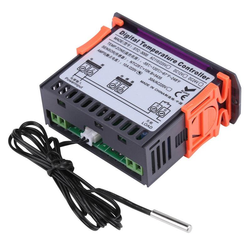 Digital Temperature Controller, 110V to 220V 10A / 30A 0.1 ° C Accuracy Touch Temperature Controller Electronic Digital Temp Control Thermostat with Sensor