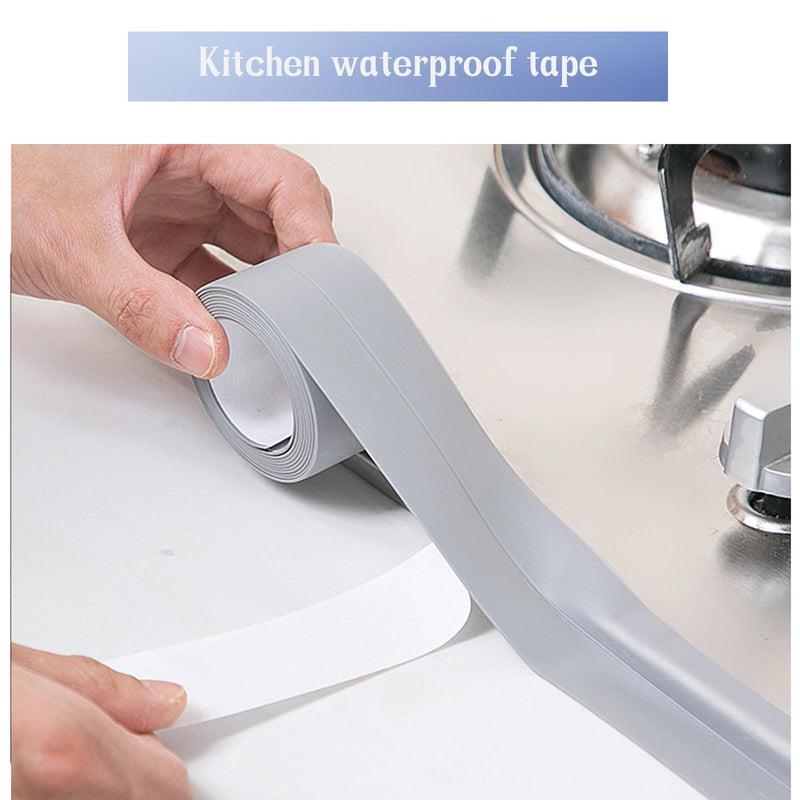 Waterproof Caulk Tape Sealant Strip, 0.87" W x 10.5'L PVC Sealing Tapes for Kitchen Bathroom Bathtub Countertop Toilet Sink (Black) Black 0.87x10.5" 1Pcs