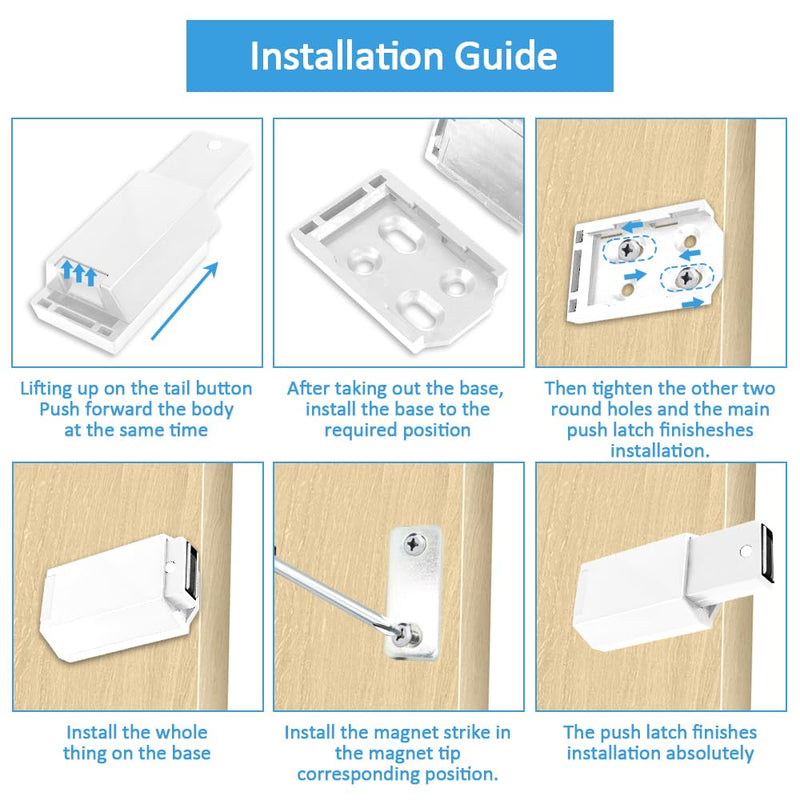 Heavy Duty Push to Open Door Latch,20 Pack White Magnetic Push Latches, Hidden Push Touch Latch Hardware for Push to Open Cabinet,Magnetic Door Catch for Cabinet Drawer Wardrobe Kitchen Door 20