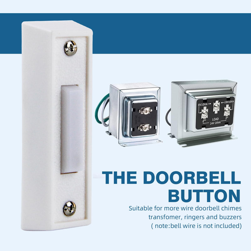 Lighted Doorbell Button, Wired Door Bell Push Button Replacement Door Bell Push Buttons LED Door Chime Wall Mounted Doorbell Switch Garage Doorbell Button (White Light) 1 White