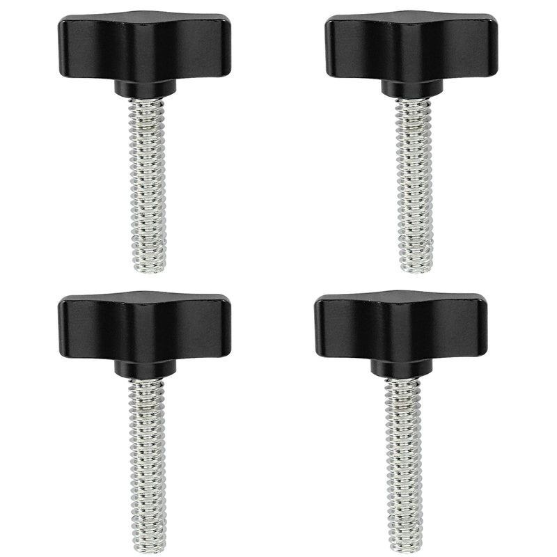 4 Pcs 1/4-20 x 1-1/4 Inch Thumb Screws, Stainless Steel Thread with Black Aluminum Knob, Thumb Screw Fasteners for Woodworking, Indoor, Outdoor and Equipment Assembly 1/4"-20 x 1-1/4"