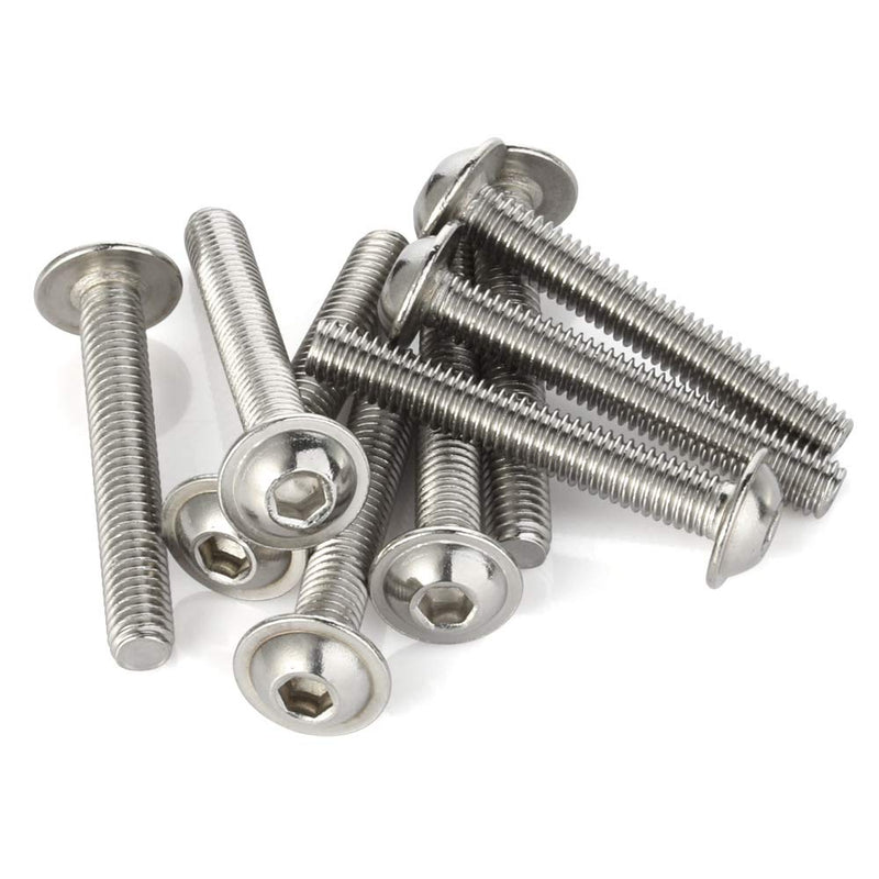 M6-1.0 x 25mm Flanged Button Head Socket Cap Screws, Stainless Steel 18-8 (304), Bright Finish, Full Thread, Allen Socket Drive, 25 PCS M6 x 25mm
