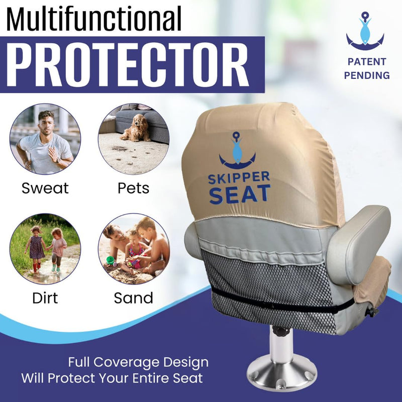 Boat Seat Cover - Microfiber, Quick-Dry, Universal Fit, Stylish Solid Beige Design for Captain's Chairs, Pontoon Towel Seat Covers