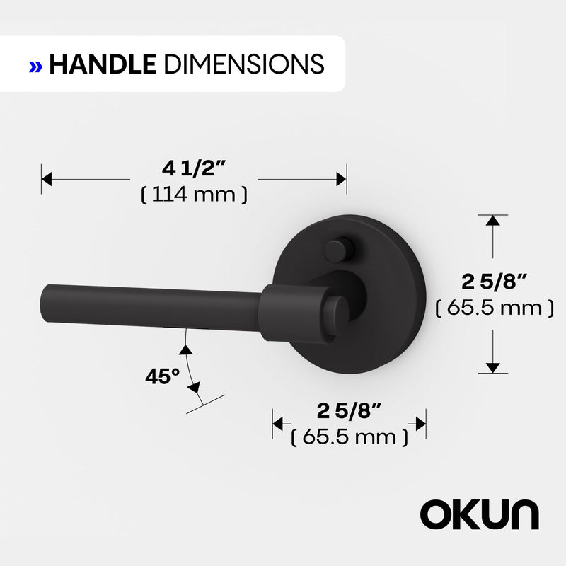Okun Zen 1-Pack Matte Black Privacy Door Levers – Push Button Lock, Reversible, Sleek Concealed-Mount Design for Bedroom & Bathroom 1 Pack