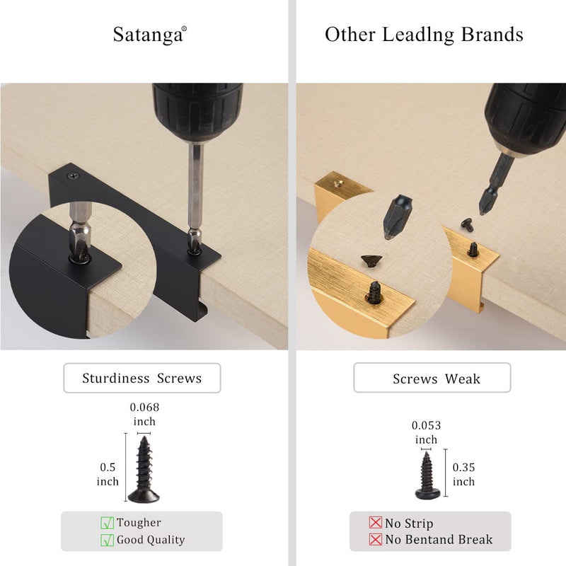 Satanga Edge Black Finger Pull for cabinets Kitchen Concealed Drawer pulls Aluminum Flat Hidden Back Mount Door Handle for Home 10Pack Modern 6.3" Hole Center Easy Installation 6.3" Hole Center 7.87" Overall Length Matte Black 10