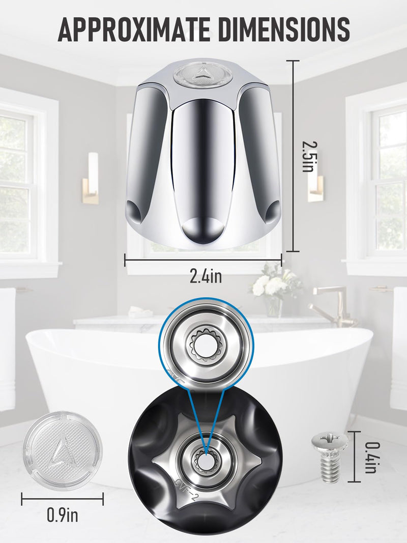 3Pcs Shower Knob Replacement Compatible with Price/Pfister Verve Tub Shower, Bathtub Faucet Handle Remodel Trim Kit Includes Hot/Cold/Diverter Knob & 3 Screws (Polished Chrome) Polished Chrome