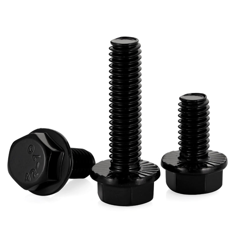 5/16-18 x 1" Flanged Hex Head Bolts Flange Hexagon Screws, Stainless Steel A2 Black Finish, DIN 6921, 15 PCS 5/16-18 x 1"